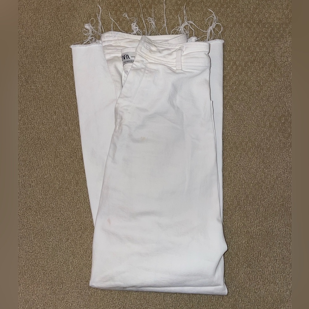 marine straight white zara jeans